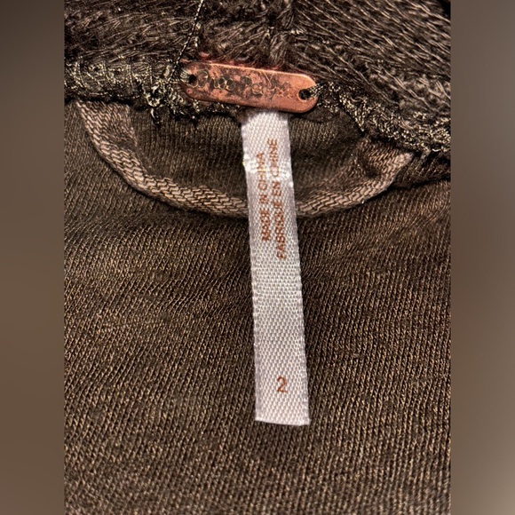 Free People Denim & Knit‎ Sweater Women 2 Jacket Green Draped Front Moto - Picture 3 of 13